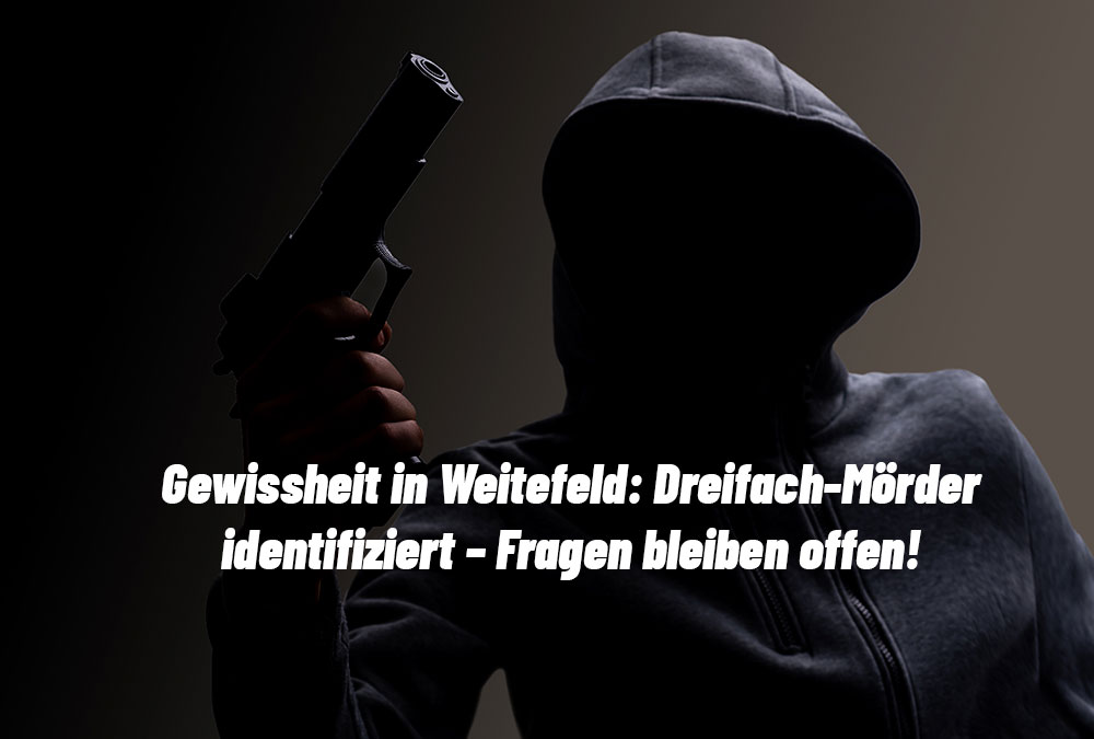 Silhouettierter Mann mit Kapuze hält eine Pistole in der Hand, düstere Beleuchtung, symbolisches Bild für ungeklärte Gewaltverbrechen.