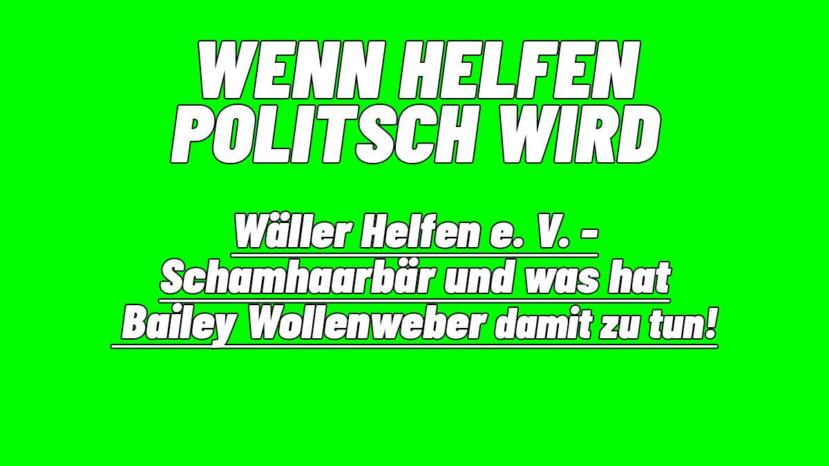 Grüner Hintergrund, Text "Wäller helfen"