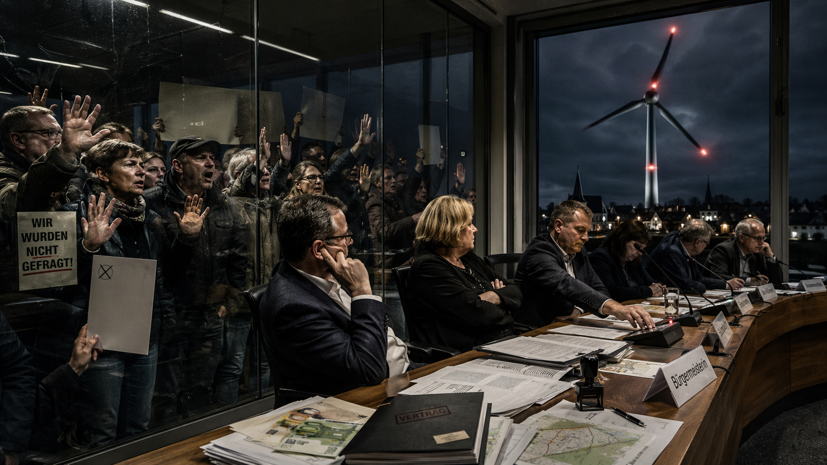 Gemeinderat beschließt Windkraft während Bürger protestieren und sich übergangen fühlen