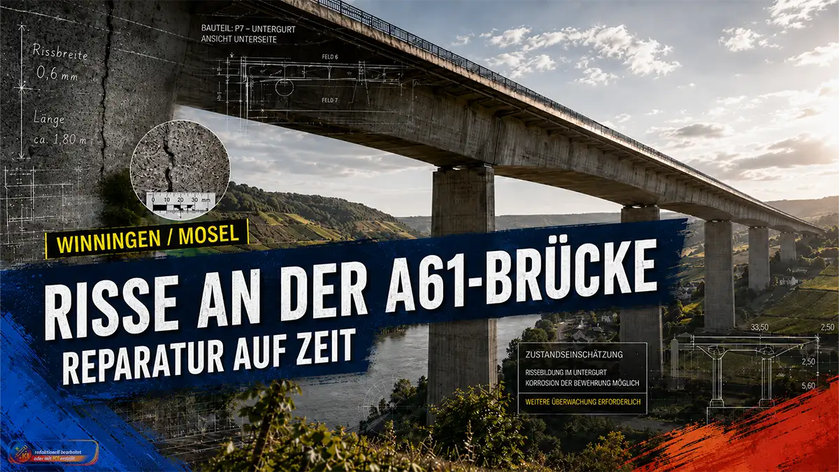A61-Moseltalbrücke bei Winningen mit Riss- und Prüfhinweisen.