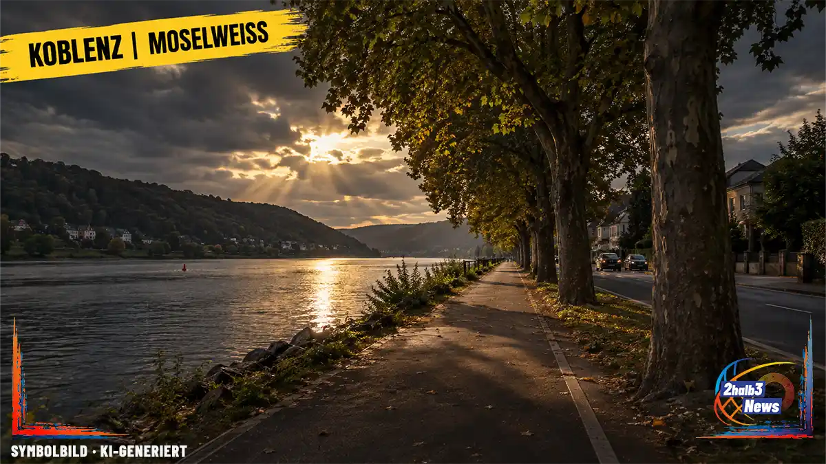 Baumbestand am Koblenzer Moselufer in Moselweiß. Der geplante Ausbau des Geh- und Radwegs hat eine fachliche Auseinandersetzung über Vitalität, Zukunftsfähigkeit und mögliche Fällungen ausgelöst.