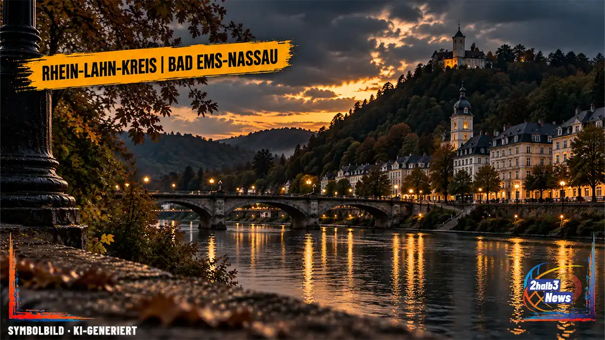 Journalistisches Titelmotiv zur Stichwahl in der Verbandsgemeinde Bad Ems-Nassau. Im Mittelpunkt stehen der Wahlsieg Oliver Krügels sowie die Themen Verwaltung, Haushalt, Wasser, Personal und Investitionen.