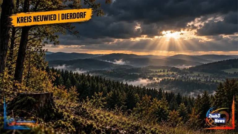 Dramatische Wald- und Hügellandschaft als Symbolbild für den geplanten Windpark Märkerwald bei Dierdorf im Kreis Neuwied.
