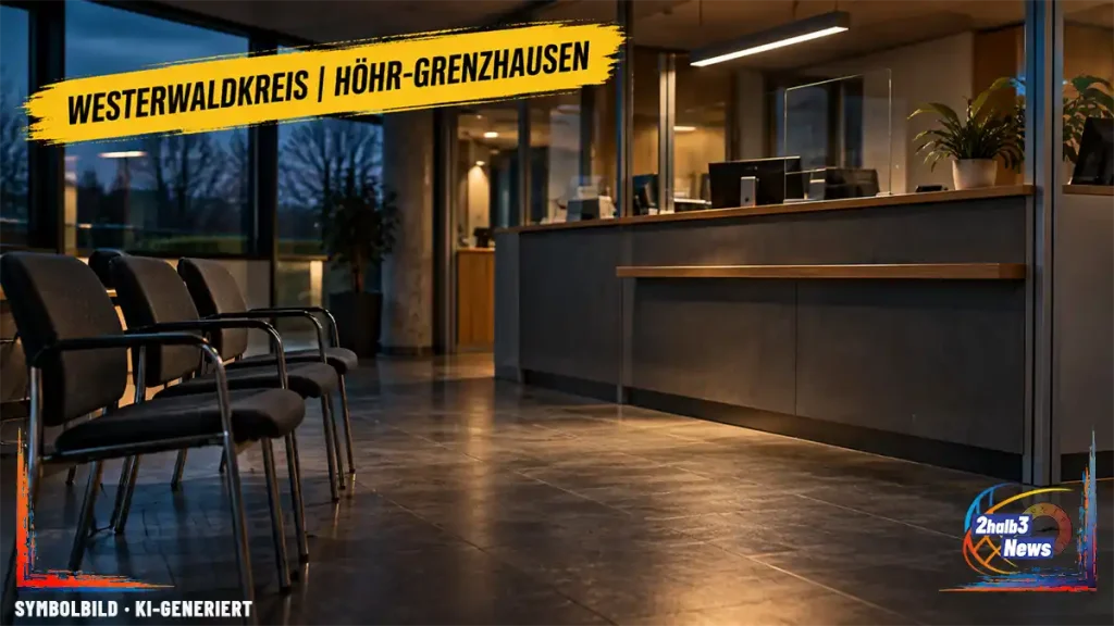 Fotorealistisches Symbolmotiv eines neutralen Beratungsbüros mit Telefon und Rentenunterlagen. Keine Personen und keine erkennbaren Gebäude.